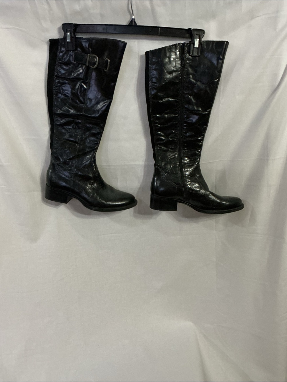 Born Black Leather Knee-High Riding Boots with Side Buckle - Picture 2 of 5